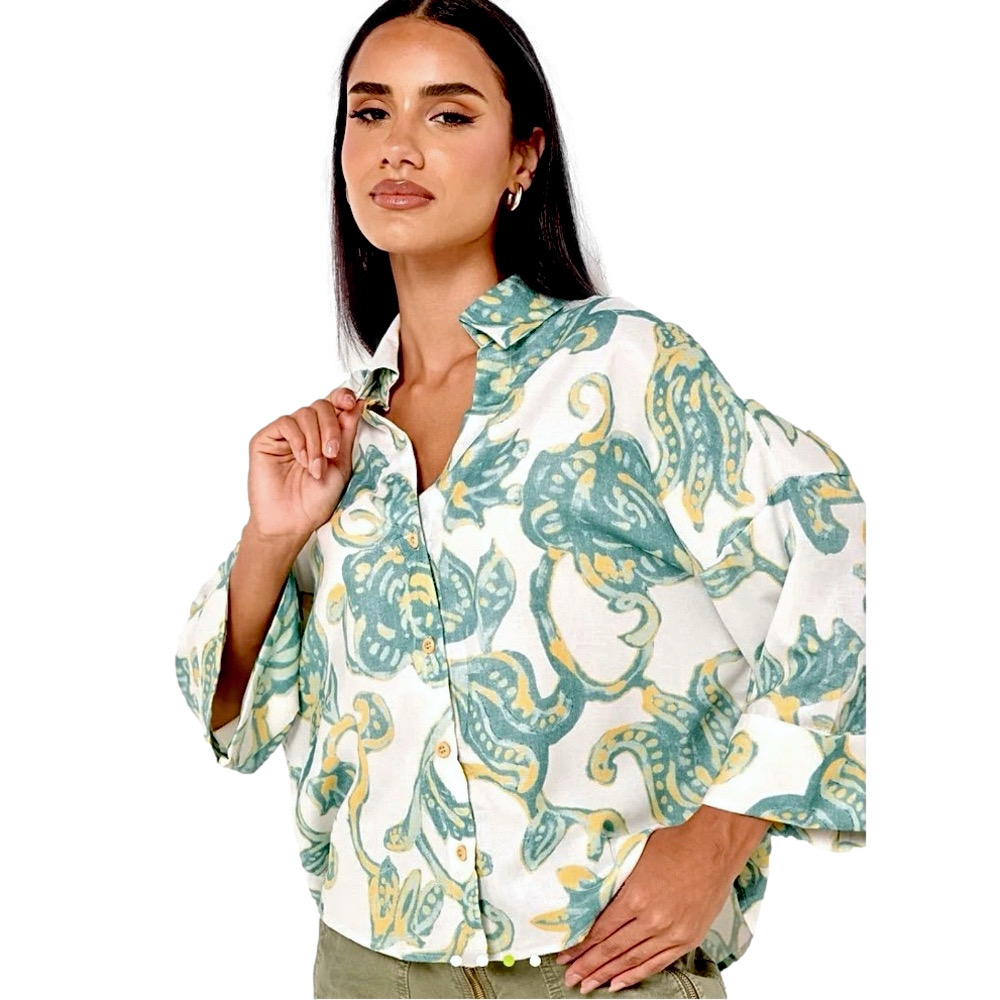 Zara oversized linen blend shirt